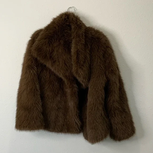 Nordstrom Brown Faux Fur Trench Coat - Picture 7 of 10